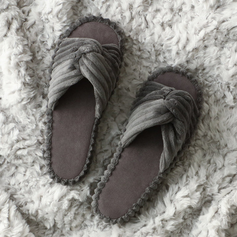 Wide Ribbed room shoes grey