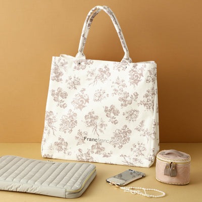 Logo Tote Bag Classic Flower Large Beige