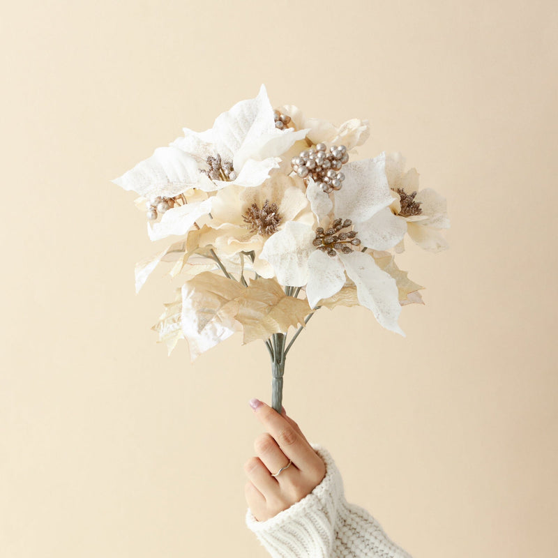 Art Flower Poinsettia Bush White