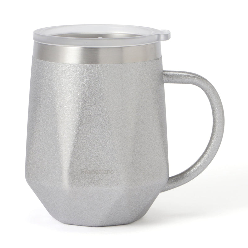 Stainless Steel Thermo Mug With Lid 320Ml Diamond Glitter Silver