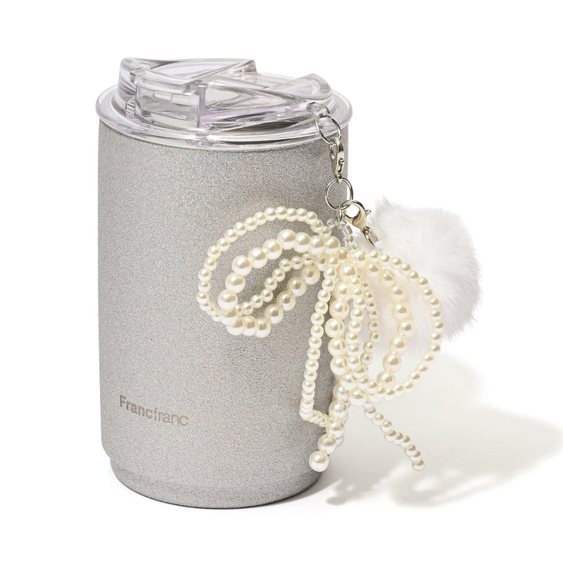 Stainless Steel Tumbler With Charm Glitter Silver