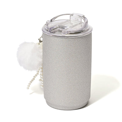 Stainless Steel Tumbler With Charm Glitter Silver