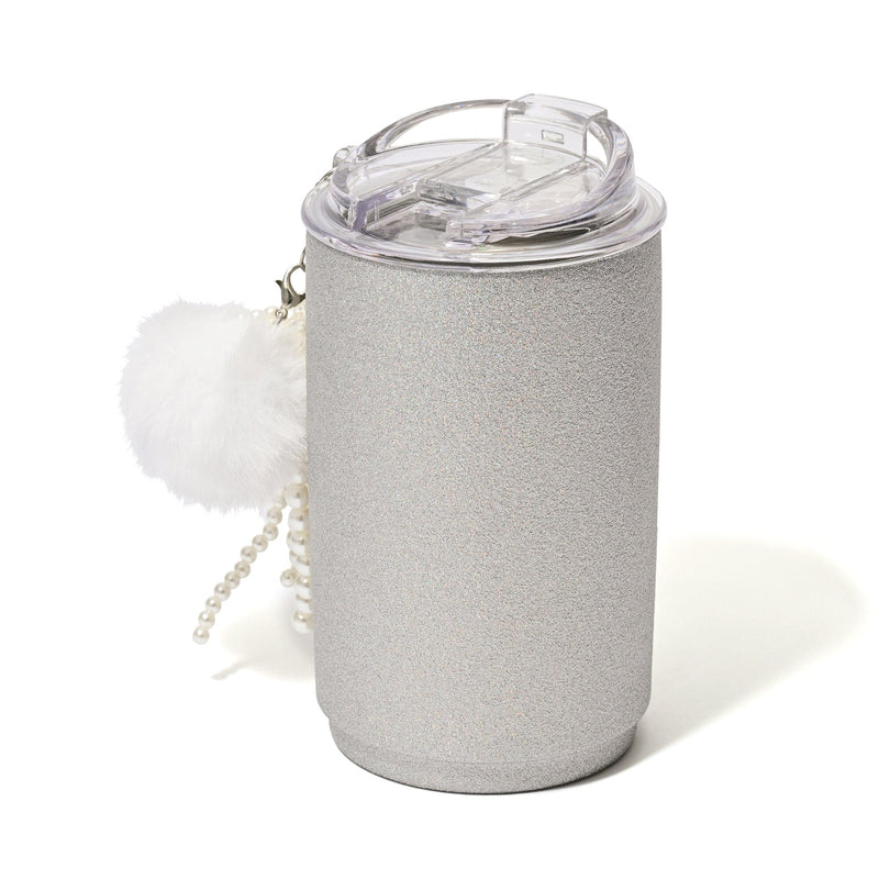 Stainless Steel Tumbler With Charm Glitter Silver