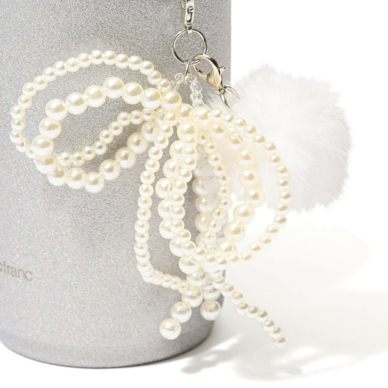 Stainless Steel Tumbler With Charm Glitter Silver