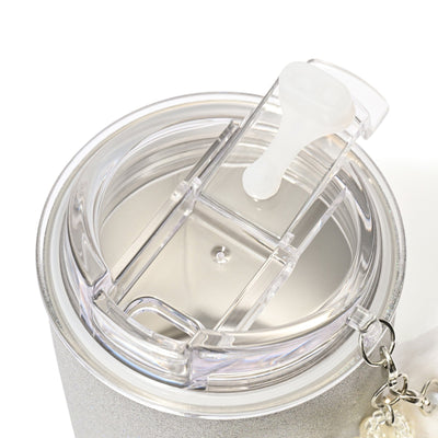 Stainless Steel Tumbler With Charm Glitter Silver