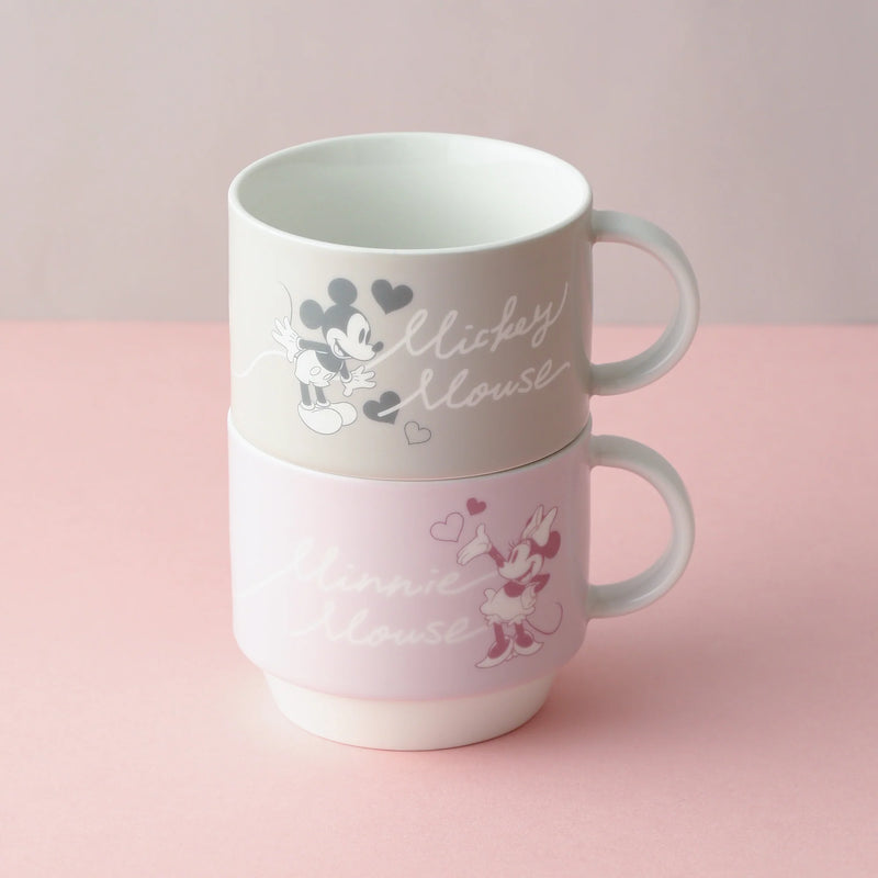 Disney Pair Stacking Mug Pink X Gray