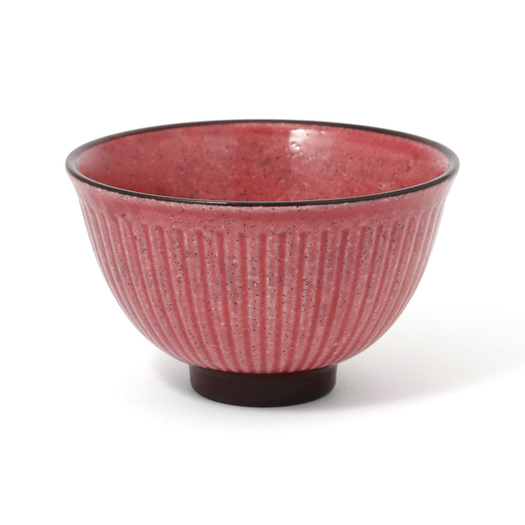 Mino Rice Bowl Shinogi Large Red