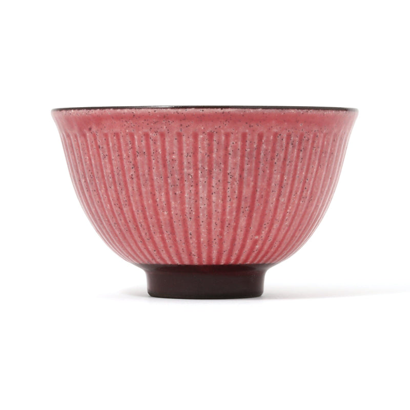 Mino Rice Bowl Shinogi Large Red