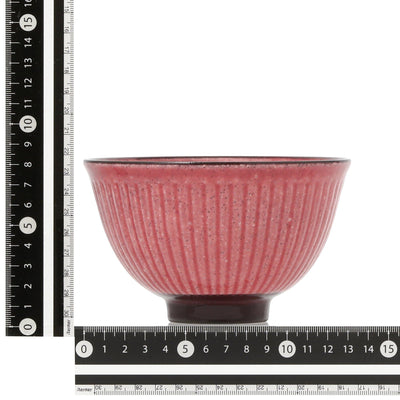 Mino Rice Bowl Shinogi Large Red