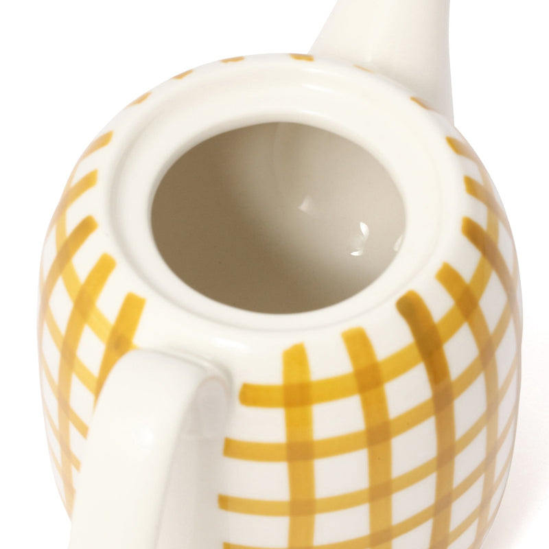 Hand Paint Teapot Check Yellow