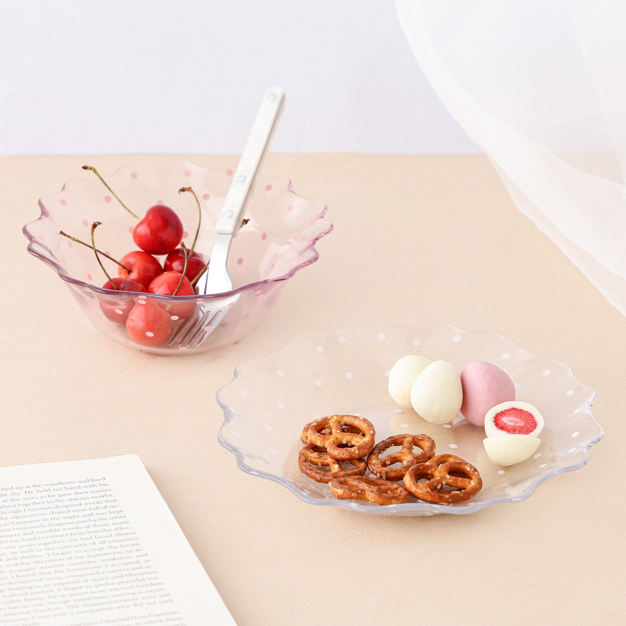 Dot Frill Glass Bowl Pink