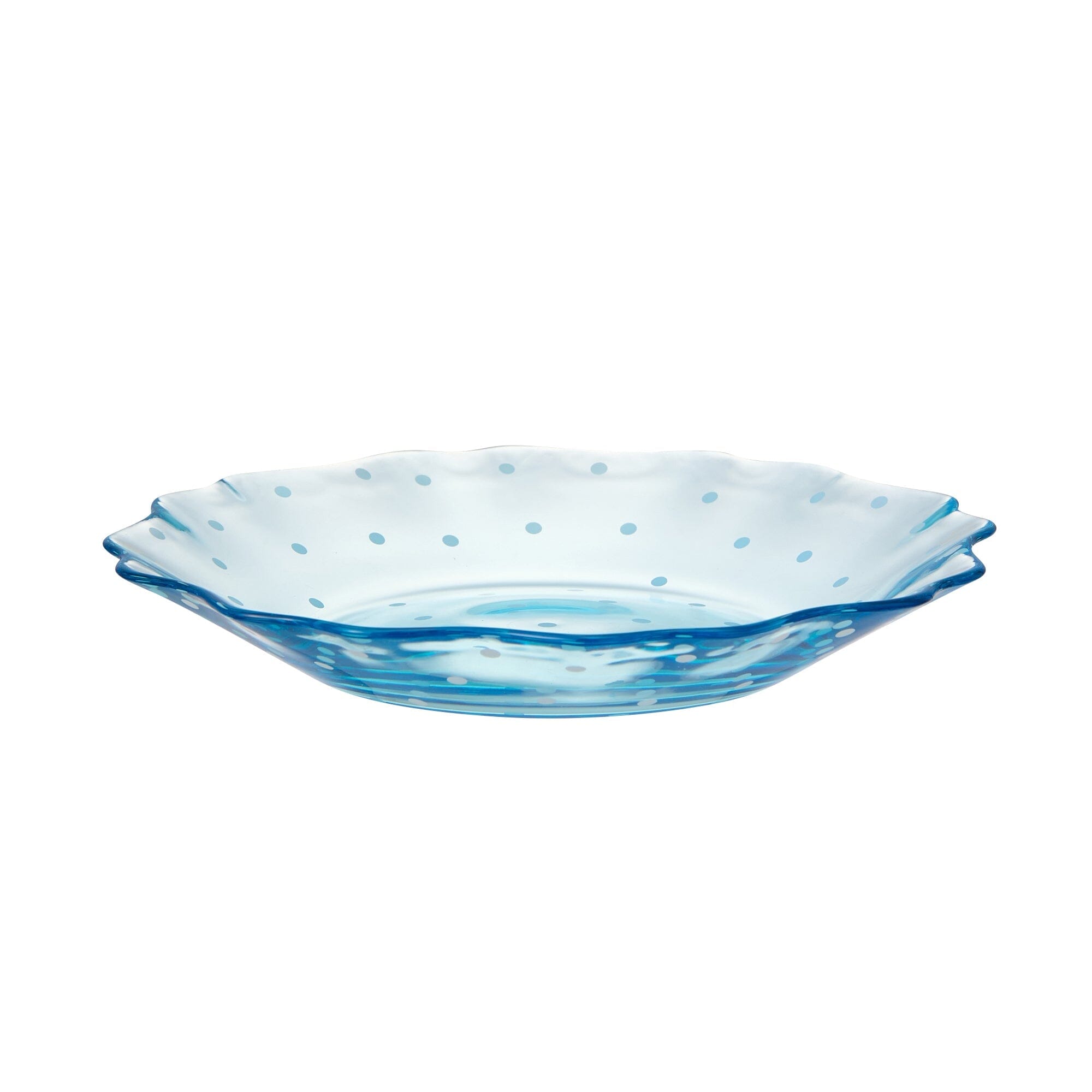 Dot Frill Glass Plate Blue