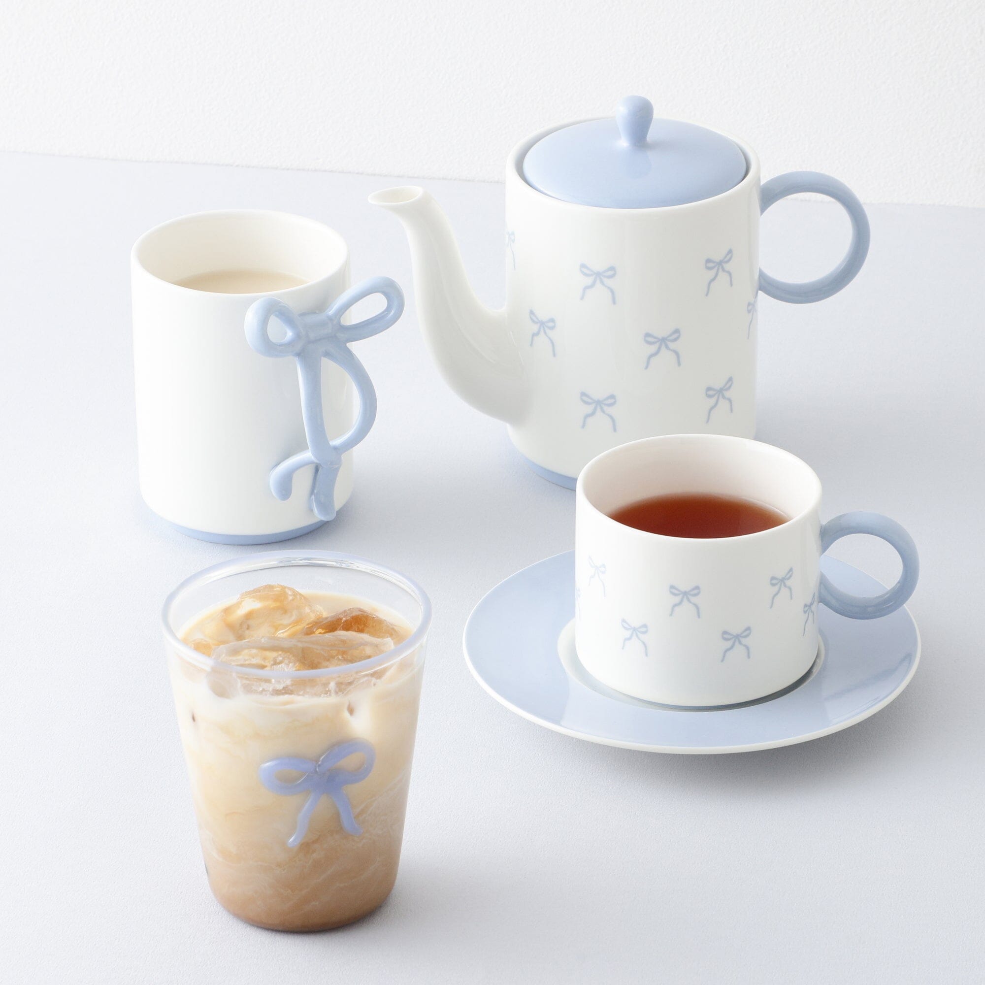 Ribbon 絲帶玻璃水杯 (藍色)