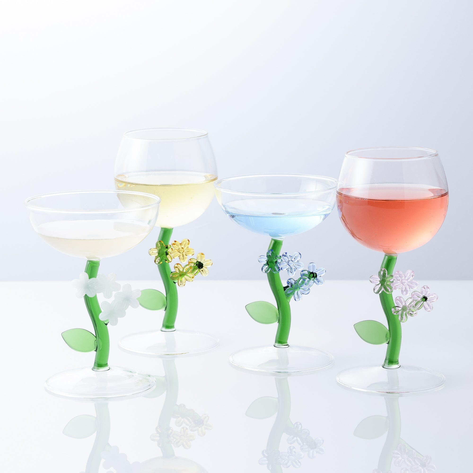 Flower Stem Dessert Glass Blue