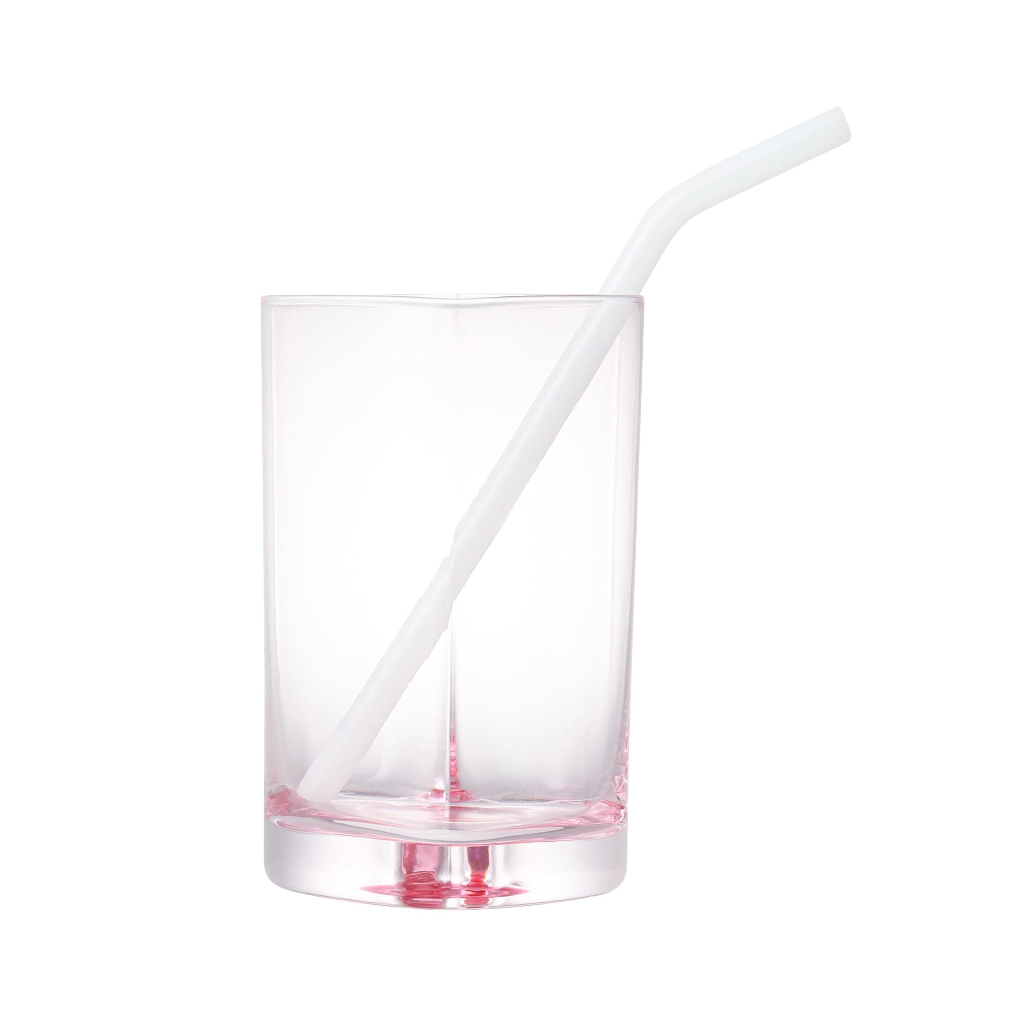 Heart-Shaped Glass Tumbler With Straw Pink