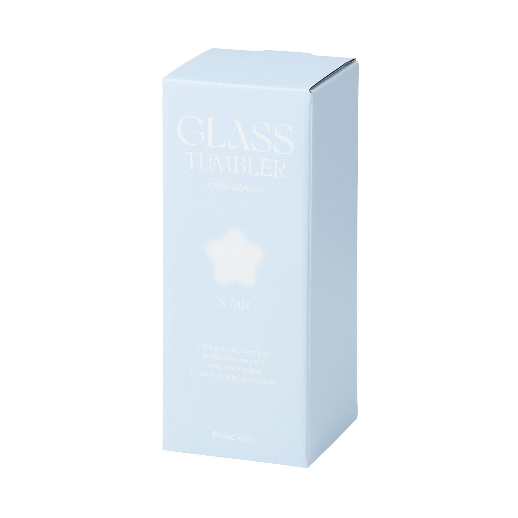 Star Glass Tumbler With Straw Blue