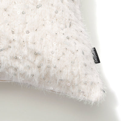 Mohair Beads Cushion Cover 450 X 450 White