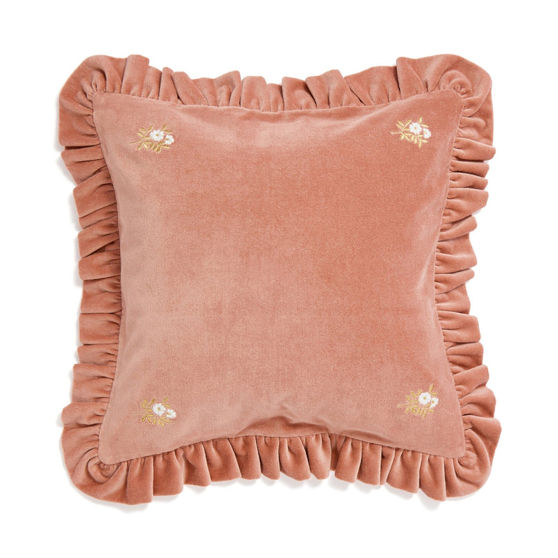 Velvet Frill Cushion Cover 450 X 450 Pink