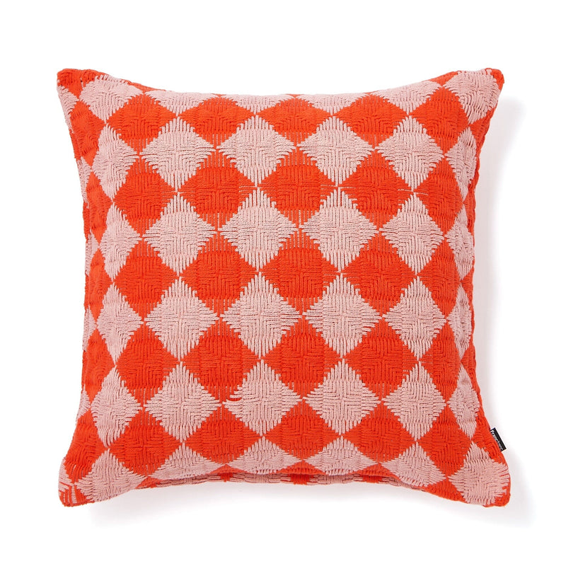 Cotton Diamond Cushion Cover 450 X 450 Orange X Pink