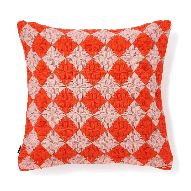 Cotton Diamond Cushion Cover 450 X 450 Orange X Pink