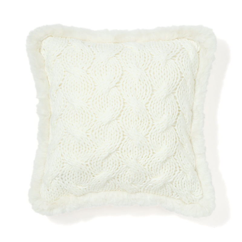 Knit X Fur Cushion Cover 450 X 450 White