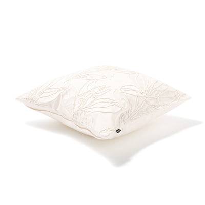 Emb Flower Cushion Cover 450 x 450  White