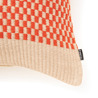 Woven Check Cushion Cover 450 x 450  Beige x Orange