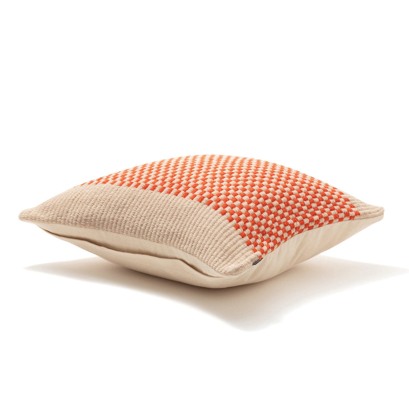 Woven Check Cushion Cover 450 x 450  Beige x Orange