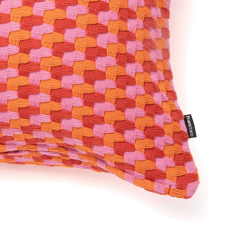 Mlt Col Woven Cushion Cover 450 x 450  Pink x Orange