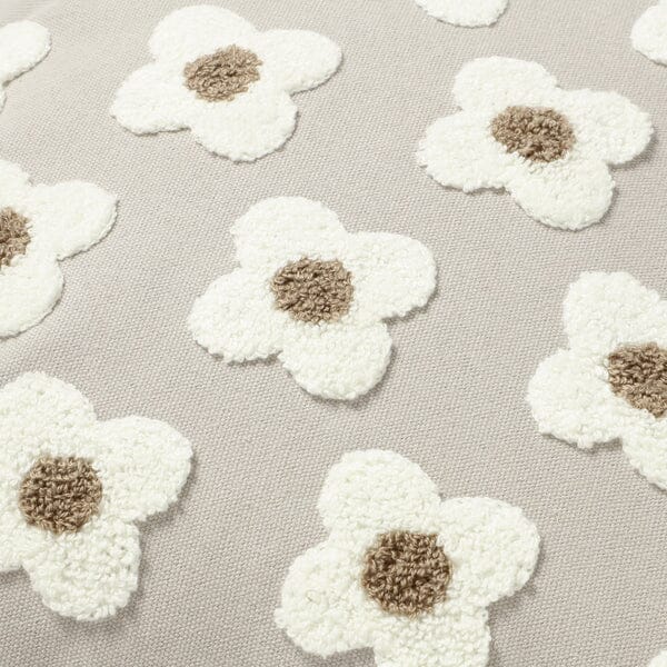 Emb Flower Cushion Cover 450 x 450  Grey