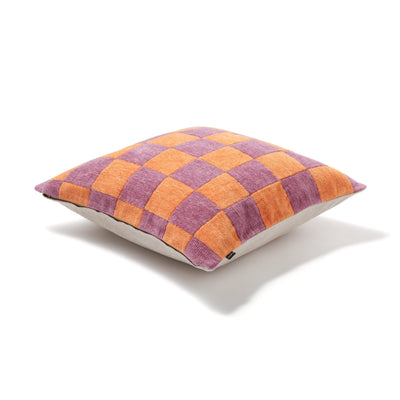 Chenille Check Cushion Cover 450 x 450  Purple x Orange