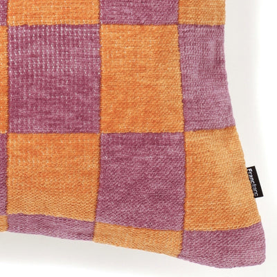 Chenille Check Cushion Cover 450 x 450  Purple x Orange
