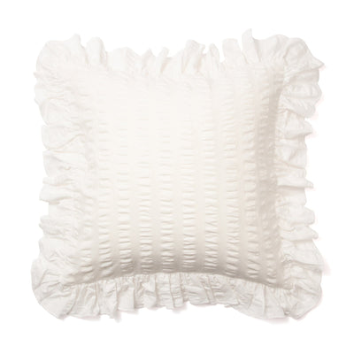 Seersucker Frill Cushion Cover 450 x 450  White