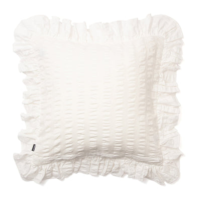 Seersucker Frill Cushion Cover 450 x 450  White