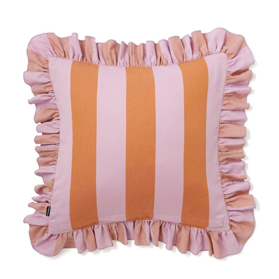 Frill Stripe Cushion Cover 450 x 450  Orange x Pink