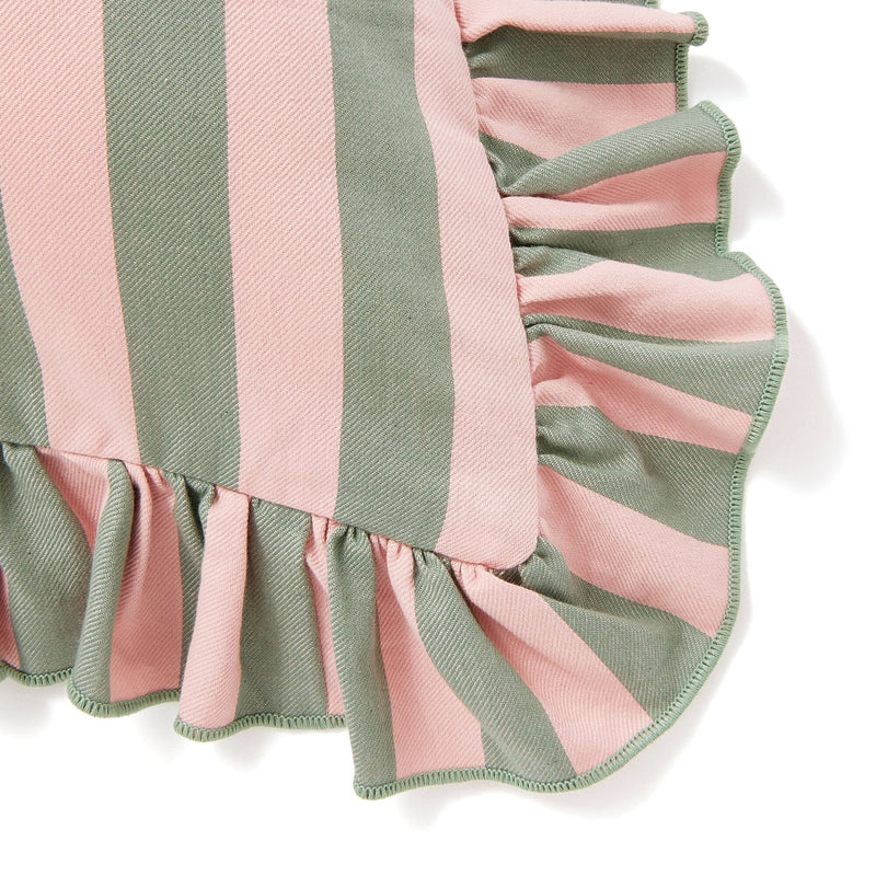 Frill Stripe Cushion Cover 450 x 450  Pink x Green