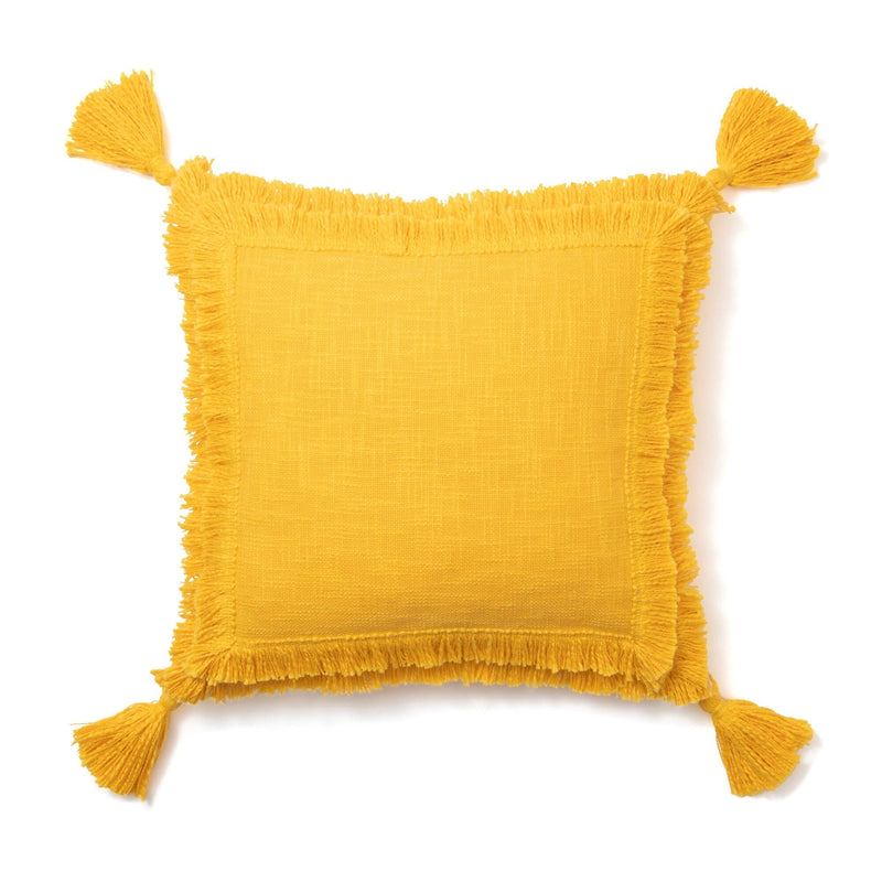 Fringe Tassel Cushion Cover 450 x 450  Yellow