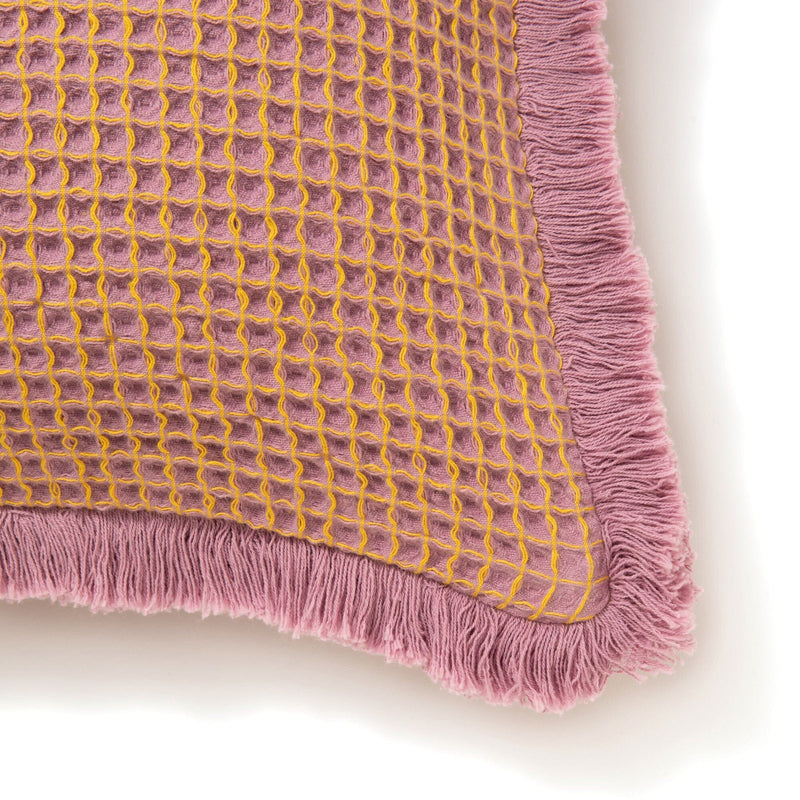Waffle Fringe Cushion Cover 450 x 450  Purple