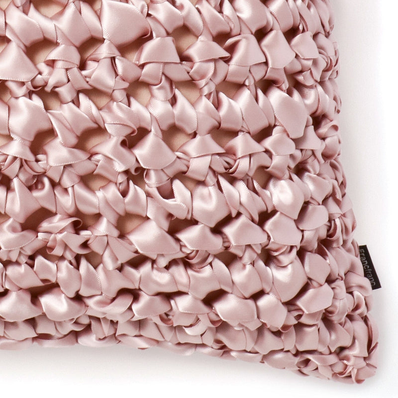 Ribbon Crochet Cushion Cover 450 x 450  Pink