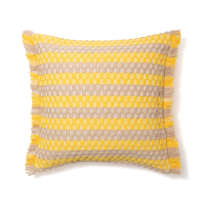 Border Fringe Cushion Cover 450 x 450  Yellow x Beige