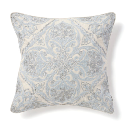 Emb Ornament Cushion Cover 450 x 450  Natural x Blue