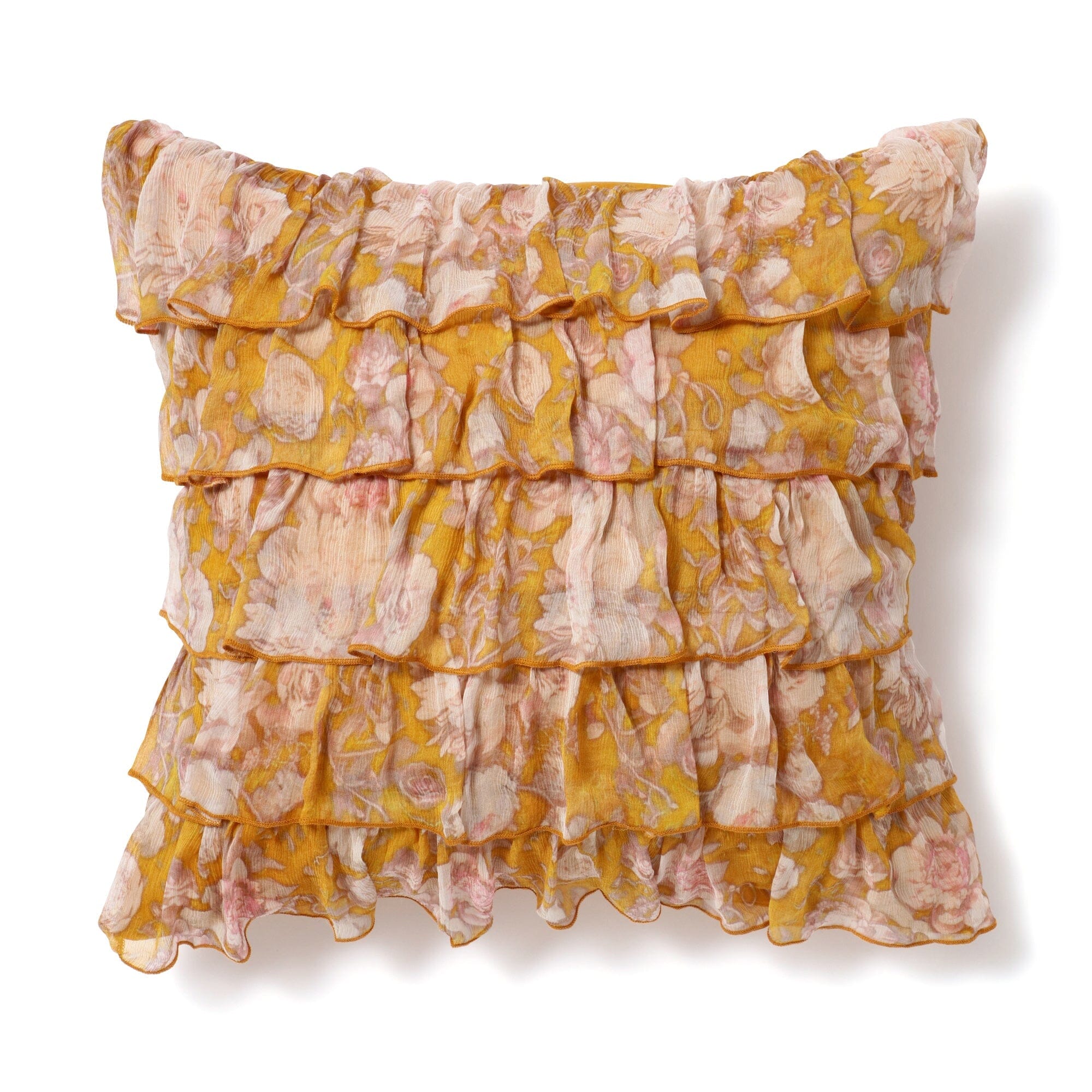 PT Chiffon Frill Cushion Cover 450 x 450 Yellow