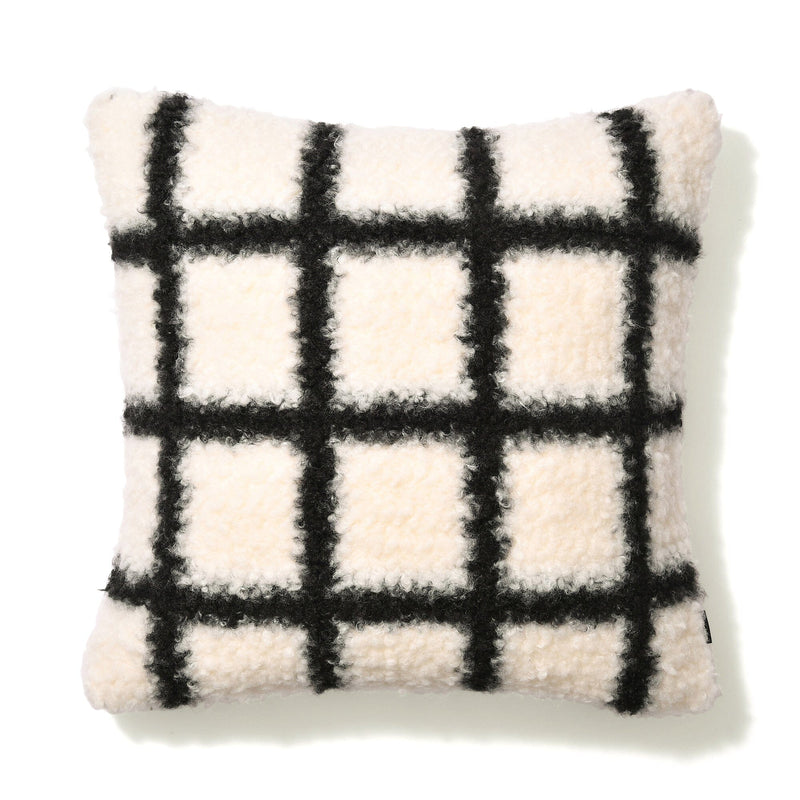 Checked Boa Cushion Cover 450 X 450 White X Black