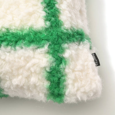 Checked Boa Cushion Cover 450 X 450 White X Green