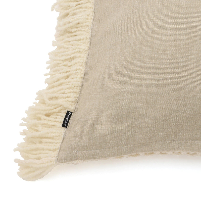 Waffle fringe cushion cover 450 x 450 ivory