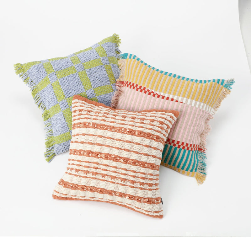 Woven Stripe Cushion Cover 450 X 450 Ivory X Orange