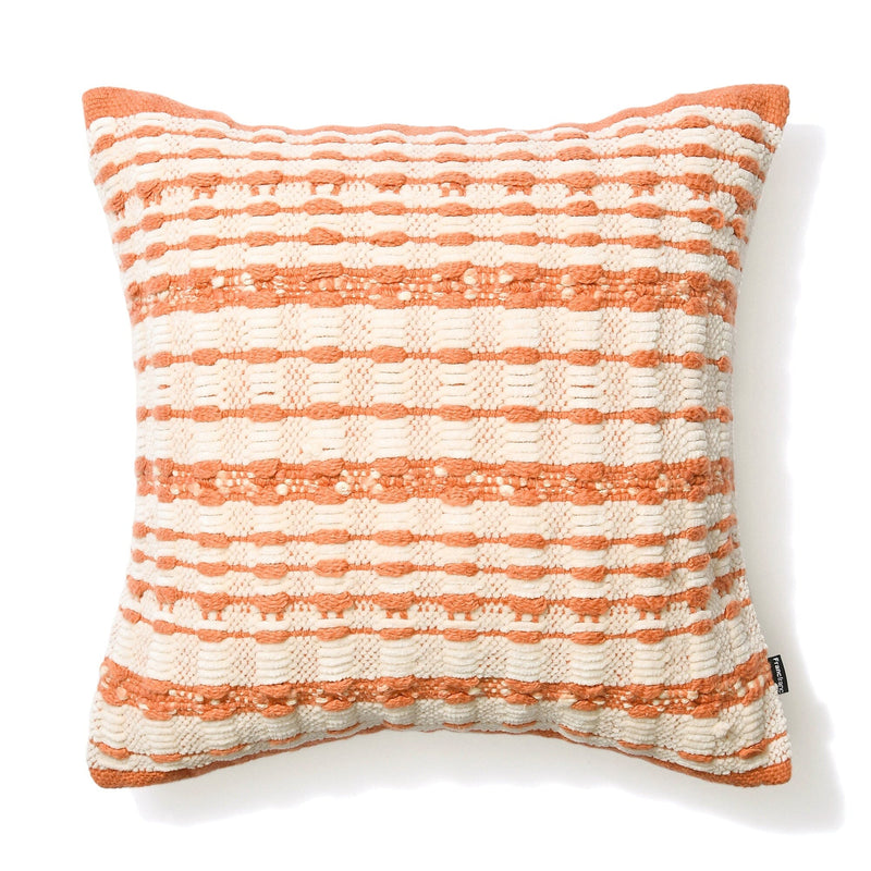 Woven Stripe Cushion Cover 450 X 450 Ivory X Orange