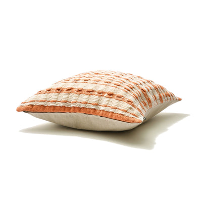 Woven Stripe Cushion Cover 450 X 450 Ivory X Orange