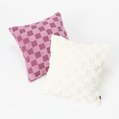 Checkerboard Cushion Cover 450 X 450 White