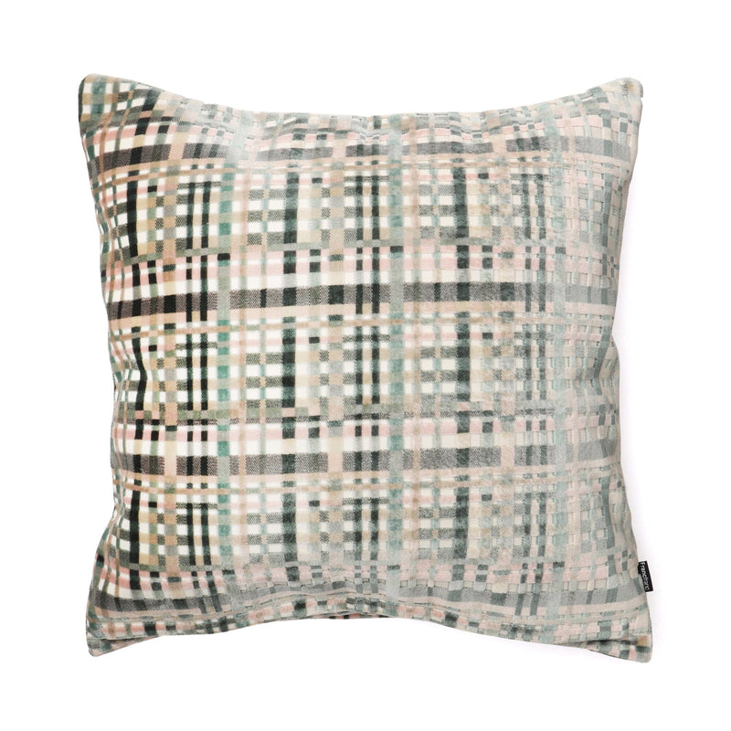 Velvet Check Cushion Cover 450 X 450 Green